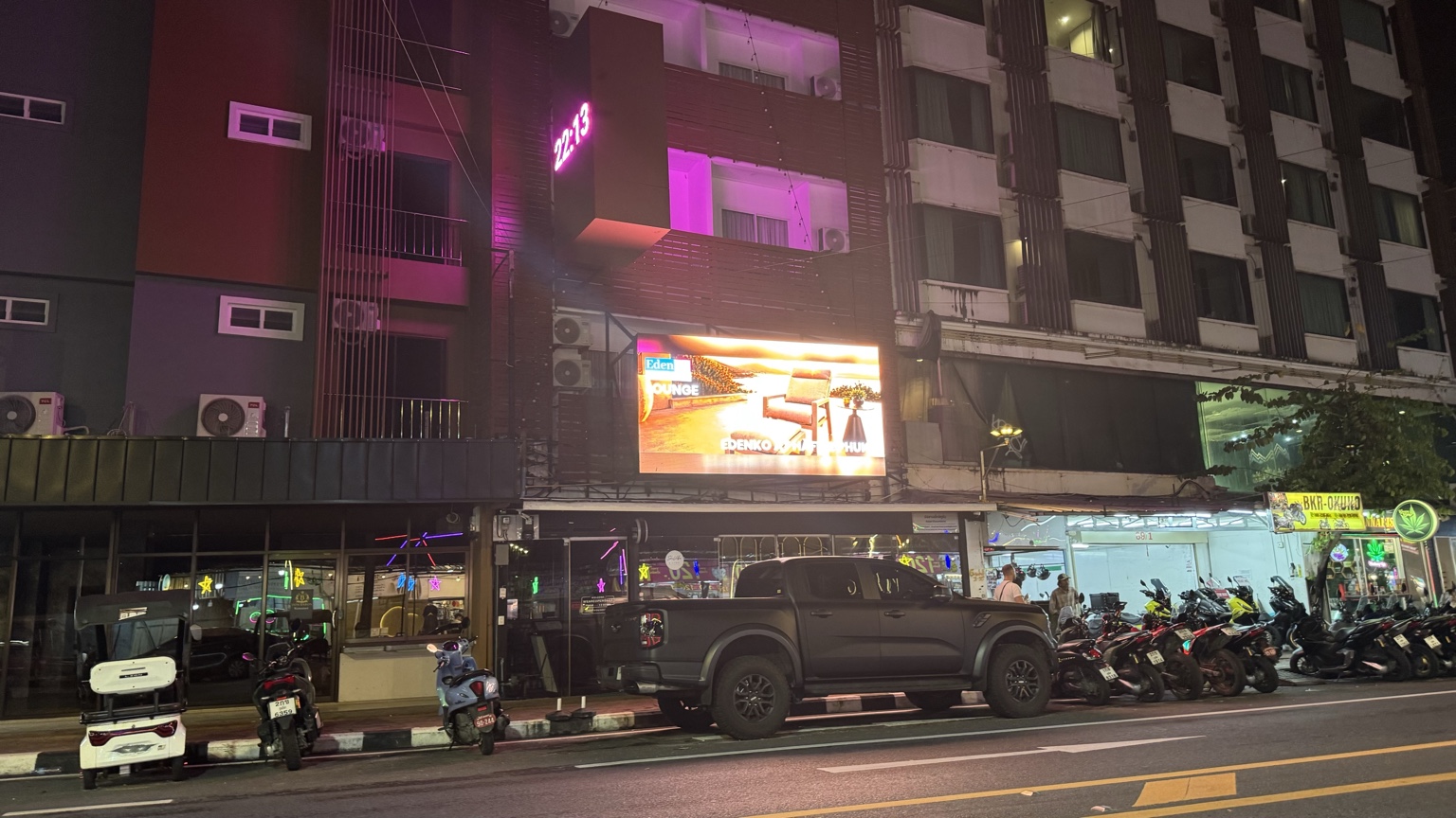 Edenko on the Patong landscape screen at night